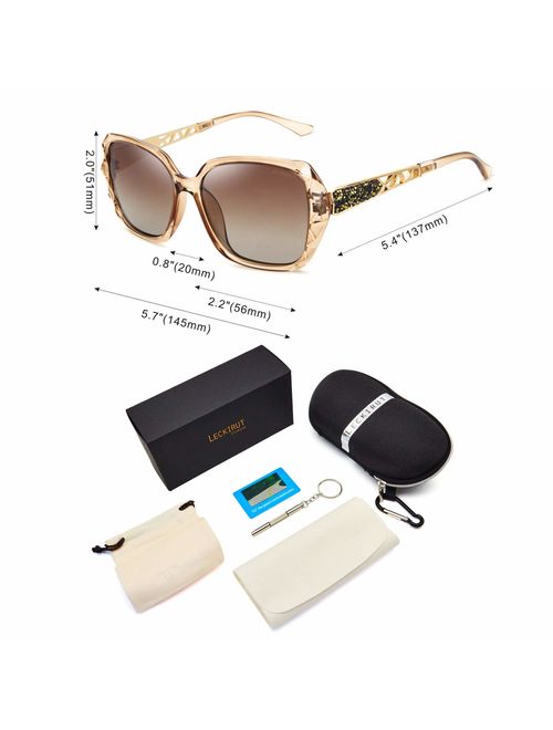 Leckirut Women Shades Classic Oversized Polarized Sunglasses 100% UV Protection Eyewear