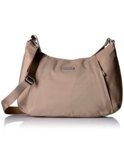 Slim Crossbody Hobo Bag - Lightweight Roomy Purse with Zippered Pockets and Removable RFID Wristlet