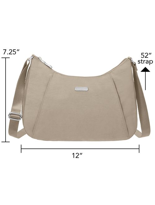 Baggallini Slim Crossbody Hobo Bag - Lightweight Roomy Purse with Zippered Pockets and Removable RFID Wristlet