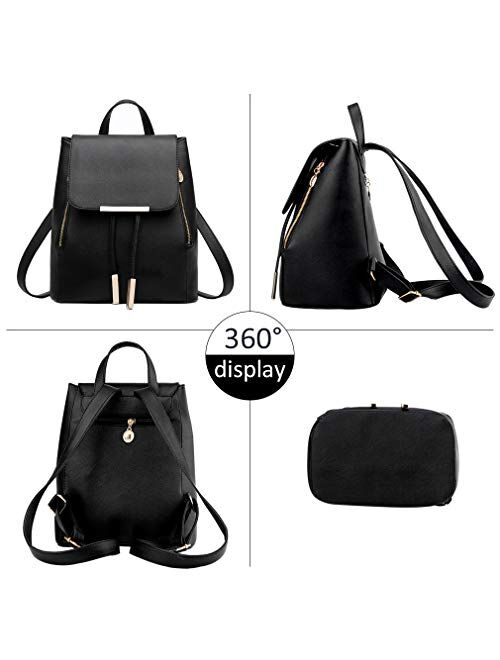 Pahajim Womens Bag Backpack Purse PU Leather Zipper Bags Fashion Casual Rucksack Satchel and handbag