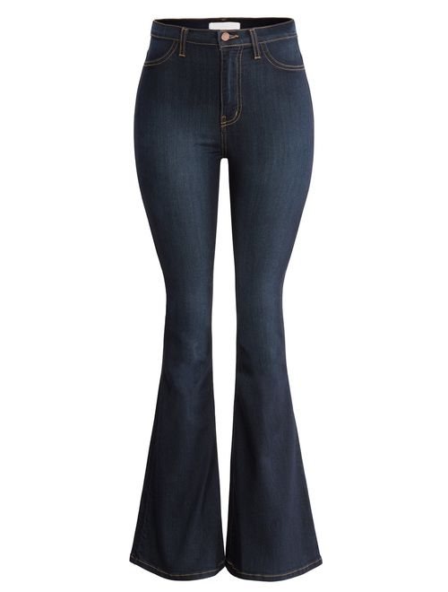 URBAN K Women's Classic High Waist Denim Bell Bottoms Jeans