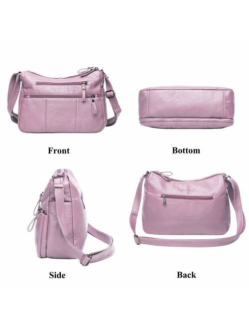 VOLGANIK ROCK Women Crossbody Bag Pocketbooks Soft PU Leather Purses and Handbags Multi Pocket Shoulder Bag Messenger Bag