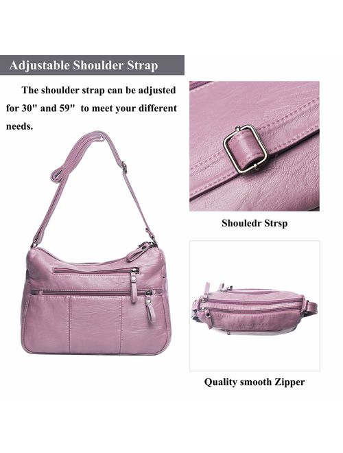 VOLGANIK ROCK Women Crossbody Bag Pocketbooks Soft PU Leather Purses and Handbags Multi Pocket Shoulder Bag Messenger Bag