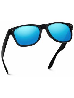 Polarized Flat Mirrored Reflective Color Lens Large Horn Rimmed Style Sunglasses