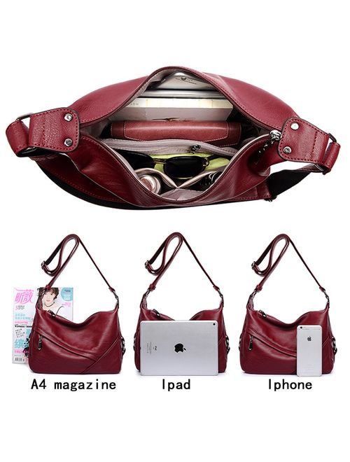 Molodo Accent Retro Sling Leather Corssbody Bag For Women Medium Shoulder Purse Hobo Handbag