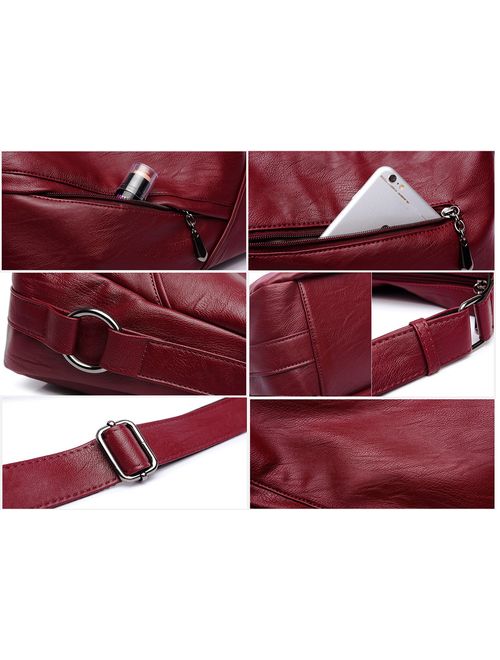 Molodo Accent Retro Sling Leather Corssbody Bag For Women Medium Shoulder Purse Hobo Handbag