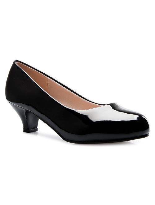 Olivia K Womens Classic Closed Toe Kitten Heel Dress Pumps 