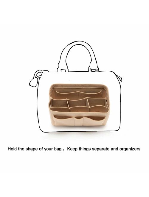 Purse Organizer Insert Felt Bag Handbag Tote Organizer for Speedy Neverfull Longchamp Gracefull, 5 Sizes
