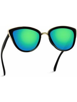Womens Cat Eye Mirrored Reflective Lenses Oversized Cateyes Sunglasses
