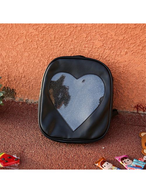2019 Summer Candy Backpacks Transparent Love Heart Shape Pu Leather Bags Purse Lovely Ita Bag