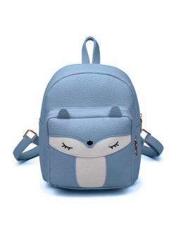 Cute Mini Leather Fox Fashion Backpack Small Daypacks Purse for Girls