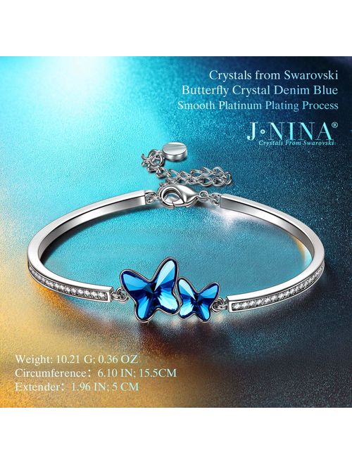 J.NINA Guardian of Love Women Christmas Bracelet Gifts Charming Heart Bracelets Gifts Rose Gold Plated with Crystals from Swarovski Romantic Gift for Her