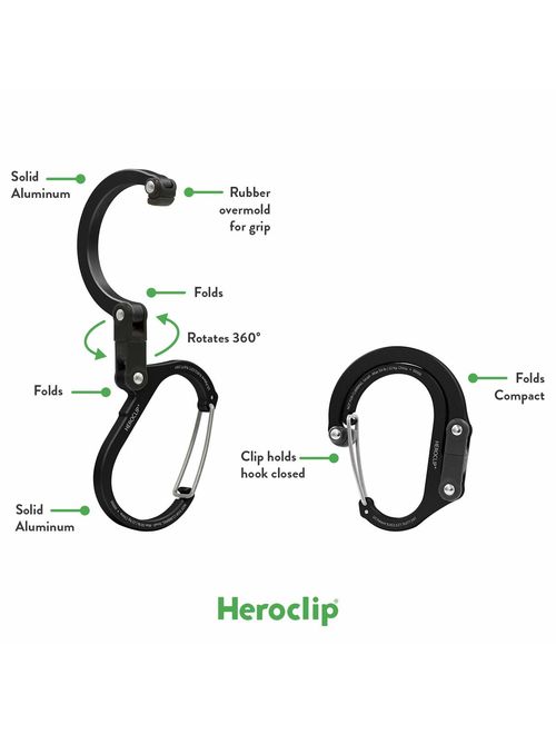 HEROCLIP Carabiner Clip and Hook (Medium) | For Camping, Backpack, and Garage