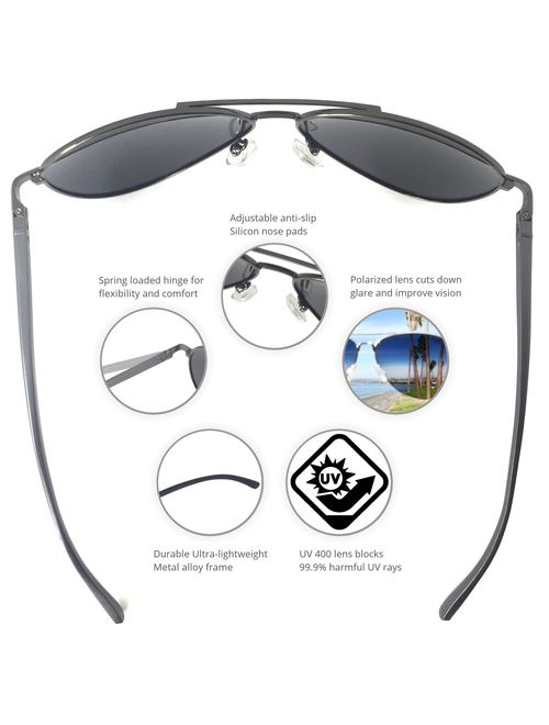 J+S Premium Ultra Sleek, Military Style, Sports Aviator Sunglasses, Polarized, 100% UV Protection (Large Frame)