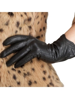 Nappa Leather Gloves Warm Handmade Curve Lambskin for Women