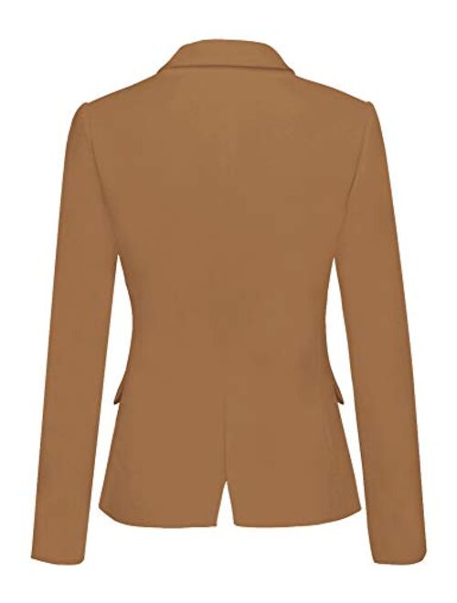GRAPENT Women's Business Casual Pockets Work Office Blazer Back Slit Jacket Suit