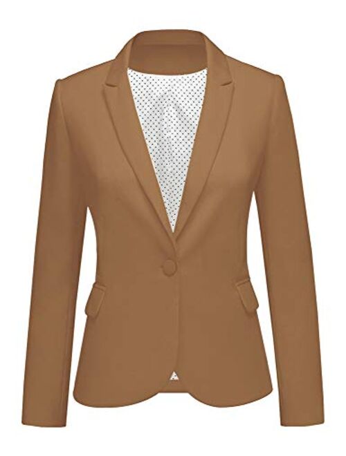 GRAPENT Women's Business Casual Pockets Work Office Blazer Back Slit Jacket Suit