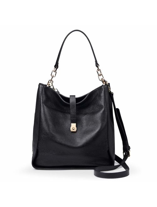 Genuine Leather Handbags for Women Soft Hobo Bag Supple Bucket Bag Totes Shoulder Handbags