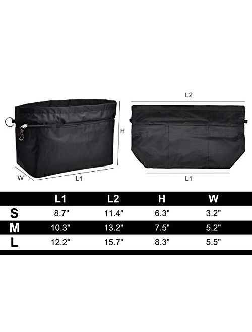 Vercord Handbag Purse Tote Pocketbook Organizer Insert Zipper Closure 11 Pockets 3 Sizes Many Colors