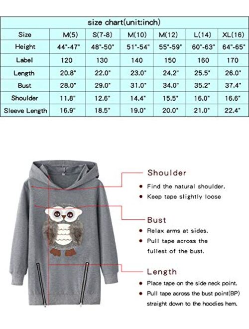 Sweatshirts for Girls Kids Hoodies Hooded Pullover Fuzzy Cute Owl