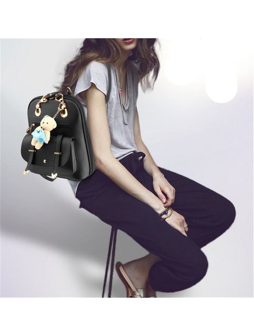 Hynbase Women's Summer Cute Korean Leather Student Bag Backpack Shoulder Bag