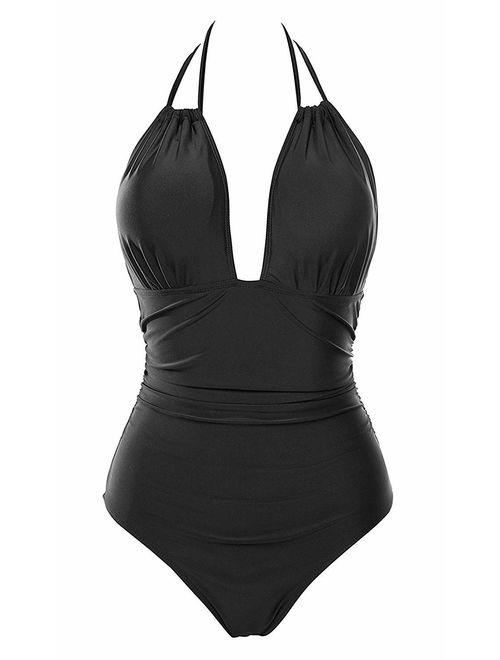 Buy Eomenie Women's One Piece Swimsuits Tummy Control Halter Slimming