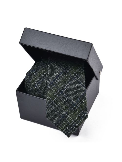 VOBOOM Mens Necktie Skinny Tie Tweed Pattern Woolen Neck Tie-many colors