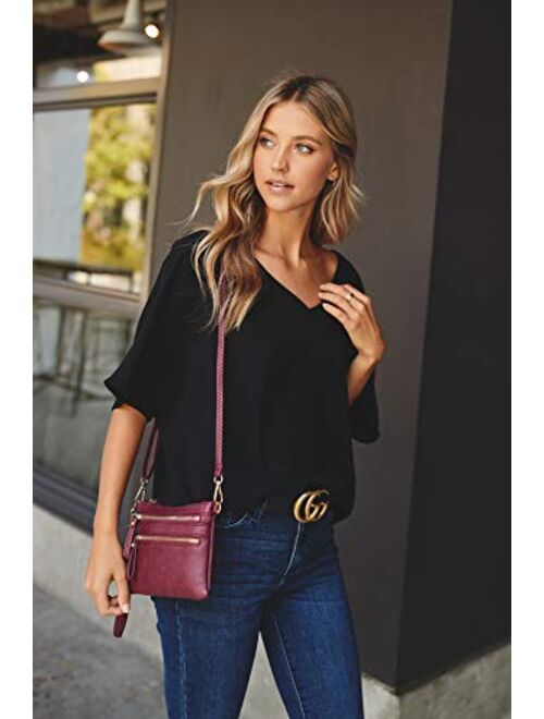 Multi Zipper Pocket Small Wristlet Crossbody Bag