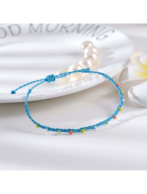 Tarsus Waterproof Adjustable Boho Ankle Bracelets Set Braided String Hawaii Anklets Jewelry Gifts for Women Teen Girls