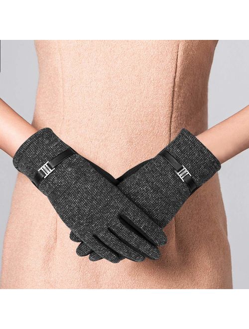 VBG VBIGER Women Winter Gloves Warm Touch Screen Gloves Chamois Leather Driving Gloves Fleece Thermal Gloves for Ladies