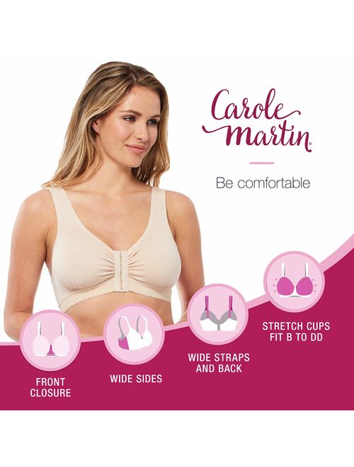 Carole Martin Full-Freedom Front Closure Bra, Perfect Wireless Cotton Sleep Bras for Women