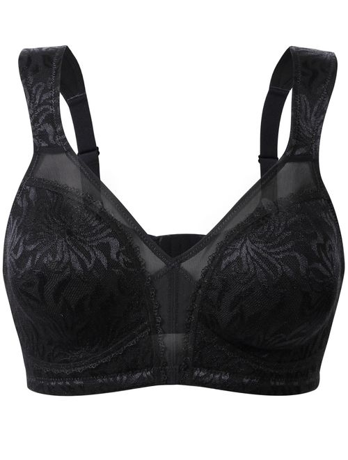 Wingslove Women's Full Coverage Non Padded Comfort Minimizer Wire-Free Bra Plus Size