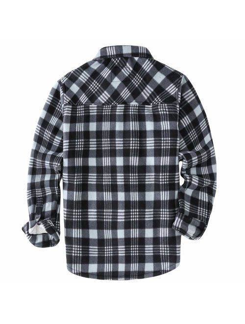 MADHERO Men's Winter Plaid Sherpa Lined Flannel Shirt Jacket