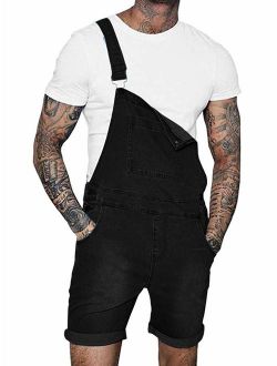 Gtealife Mens Bib Overall Shorts Lightweight Casual Loose Fit Walkshort Jumpsuit Button Hole Rompers 