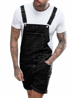 Enjoybuy Mens Denim Bib Overall Shorts Above Knee Length Rompers Walk Dungaree Jumpsuit Relaxed Fit