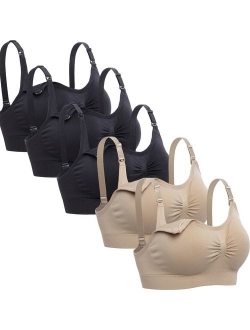 Lataly Womens Sleeping Nursing Bra Wirefree Breastfeeding Maternity Bralette Pack of 5