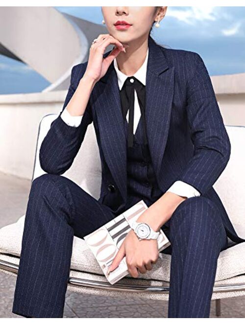 Wemaliyzd Womens 2 Piece Business Suits Peak Lapel Slim Fit Office Lady Blazer Pants 
