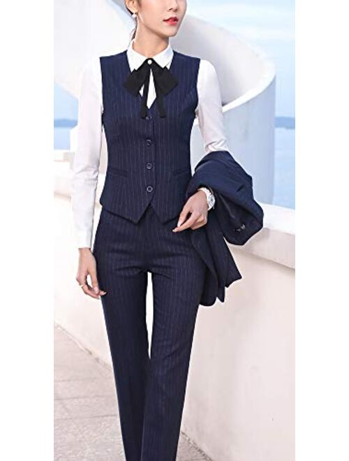 LISUEYNE Women's Three Pieces Office Lady Blazer Business Suit Set Women Suits for Work Skirt/Pant,Vest and Jacket