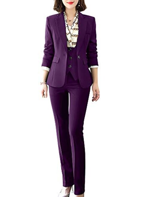 LISUEYNE Women's Three Pieces Office Lady Blazer Business Suit Set Women Suits for Work Skirt/Pant,Vest and Jacket