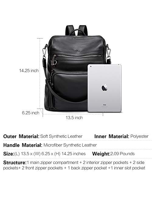 Backpack Purse for Women Fashion Leather Designer Travel Large Ladies Shoulder Bags with Tassel