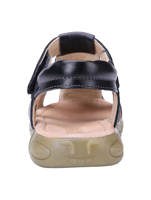 DADAWEN Boy's Girl's Leather Closed Toe Outdoor Sport Sandals (Toddler/Little Kid/Big Kid)