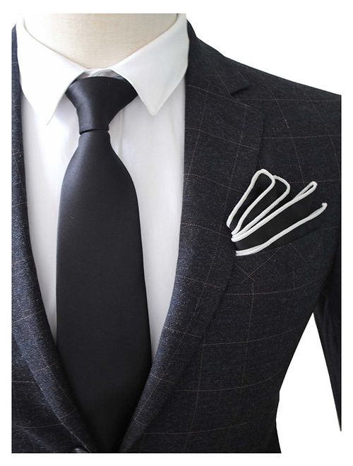 Mens Wedding Tie Wholesale Groomsman Solid Color Skinny Ties 5 Pack (2 inch)