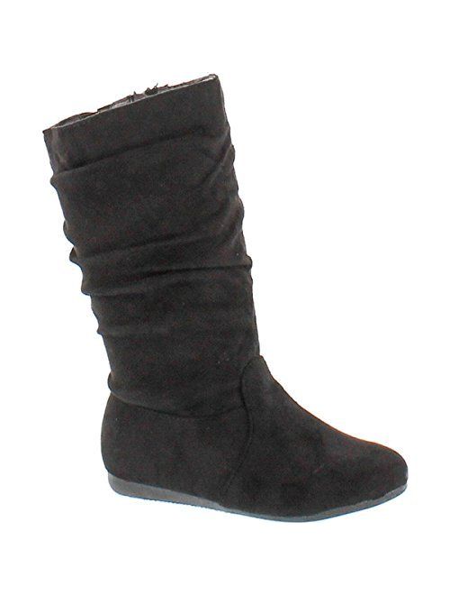 Link Selena-23K Girl's Mid-Calf Solid Color Flat Heel Slouch Boots