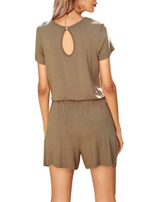 LAINAB Women's Casual Summer Short Sleeve Playsuit Jumpsuits Rompers Shorts with Pockets