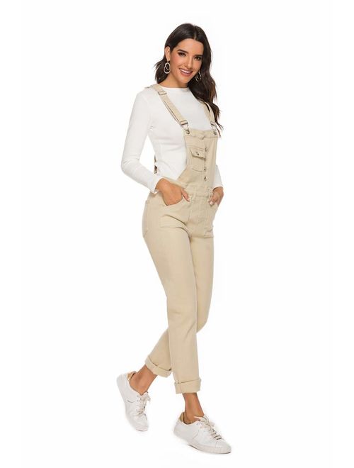 AvaCostume Womens Classic Adjustable Strap Jean Overalls Yellow