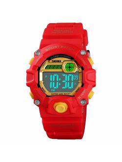 Boys Camouflage LED Sports Kids Watch Waterproof Digital Electronic Military Wrist Watches for Kids with Silicone Band Alarm Stopwatch Watches Age 5-10