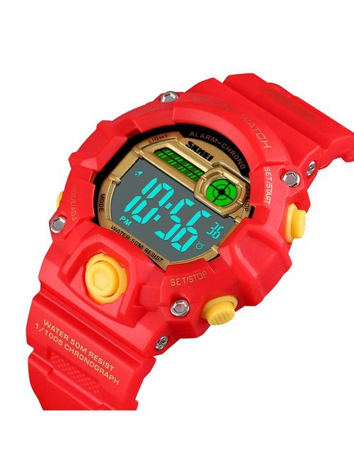 CakCity Boys Camouflage LED Sports Kids Watch Waterproof Digital Electronic Military Wrist Watches for Kids with Silicone Band Alarm Stopwatch Watches Age 5-10