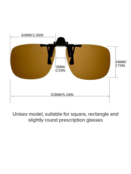 Wangly Polarized Unisex Clip On Flip Up Sunglasses Over Prescription And Reading Glasses Frames Suitable For Driving