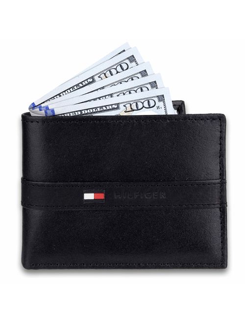 Tommy Hilfiger Men's Thin Sleek Casual Bifold Wallet with 6 Credit Card Pockets and Removable Id Window
