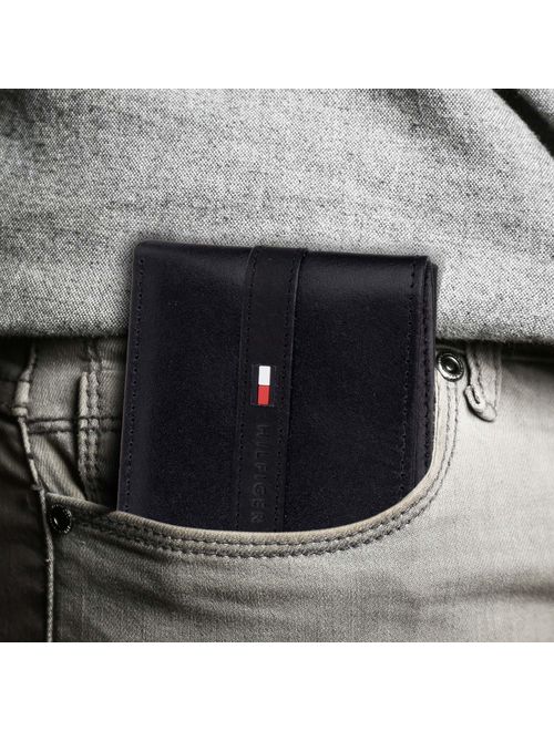 Tommy Hilfiger Men's Thin Sleek Casual Bifold Wallet with 6 Credit Card Pockets and Removable Id Window